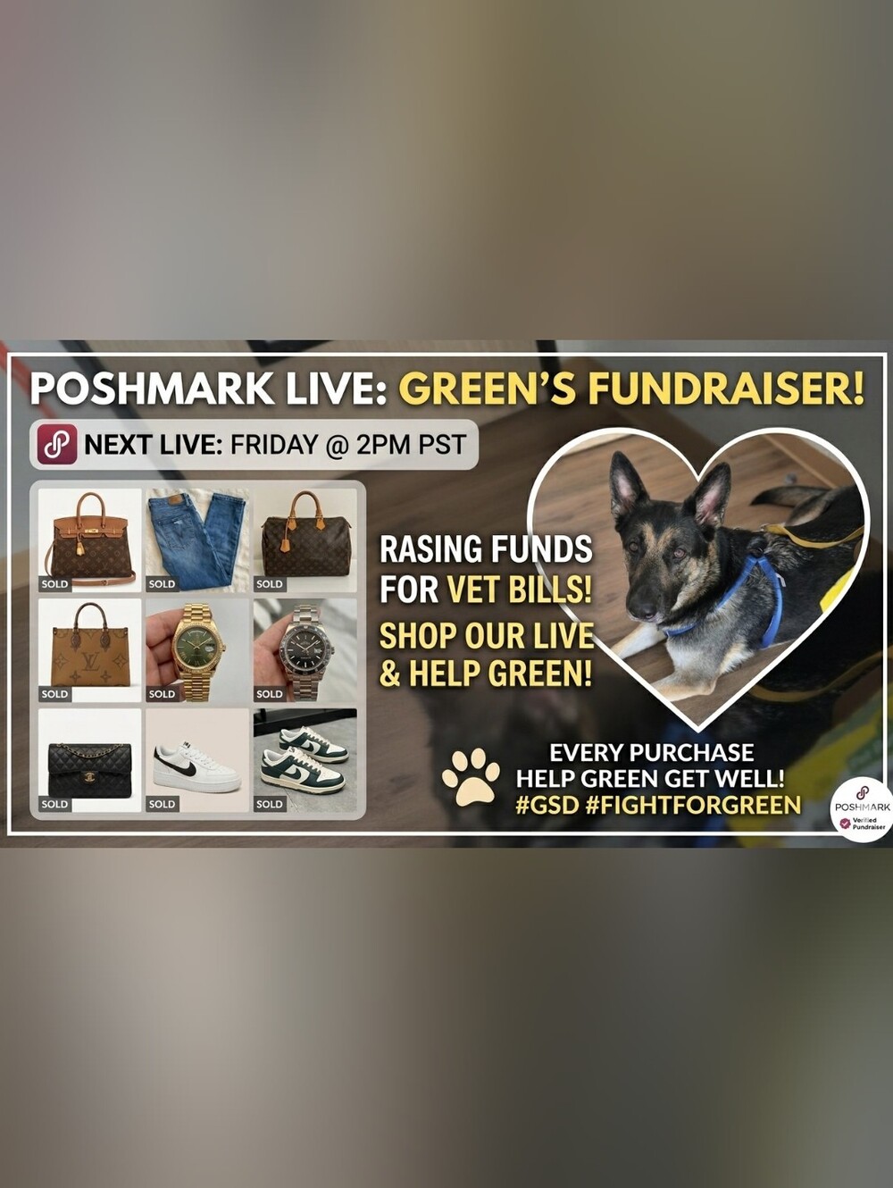 ​🚨 LIVE FUNDRAISER: Green’s Cancer Surgery Fund! Designer Deals 🚨